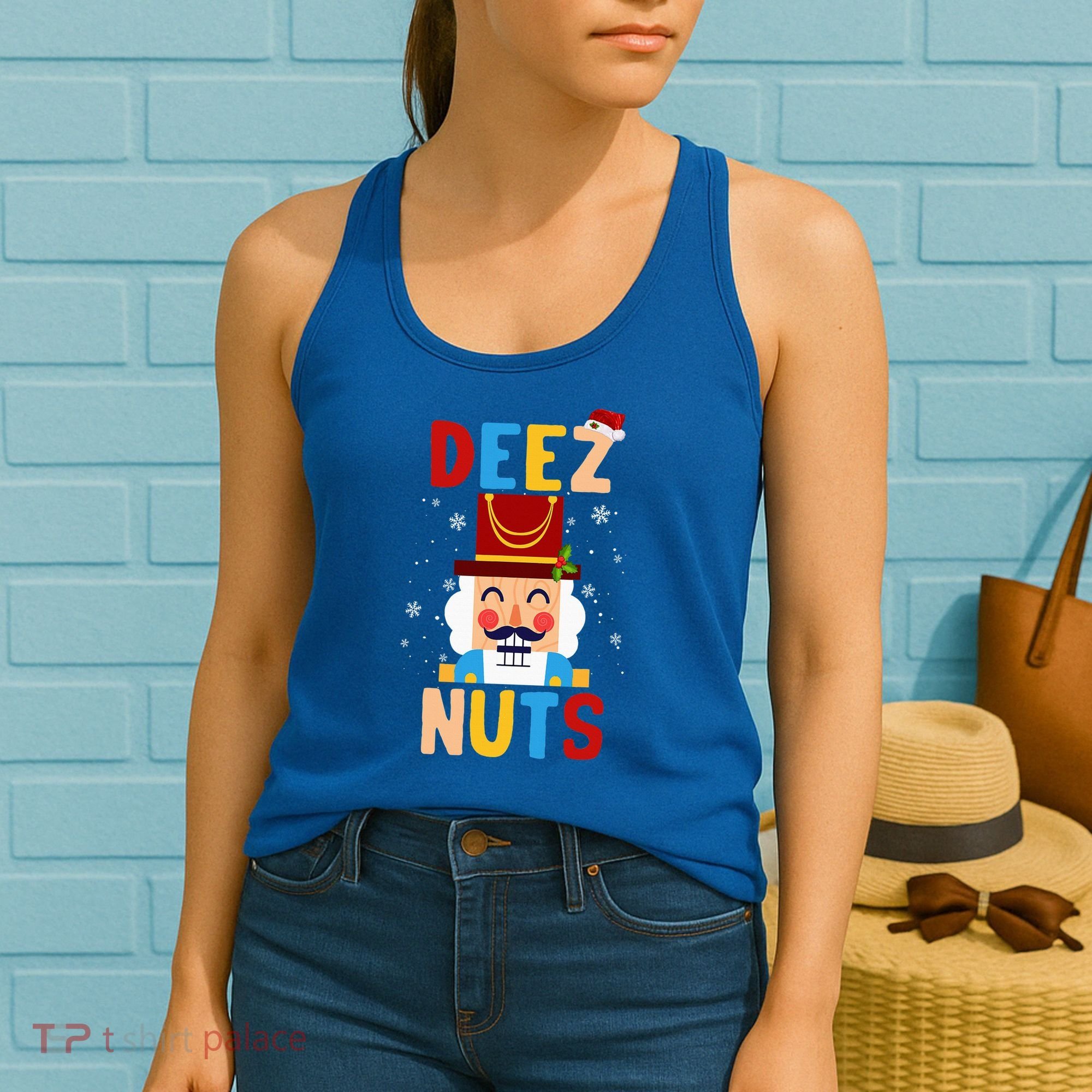 Deez Nuts Nutcracker Santa Xmas Funny Christmas Pjs Women's Tank Top