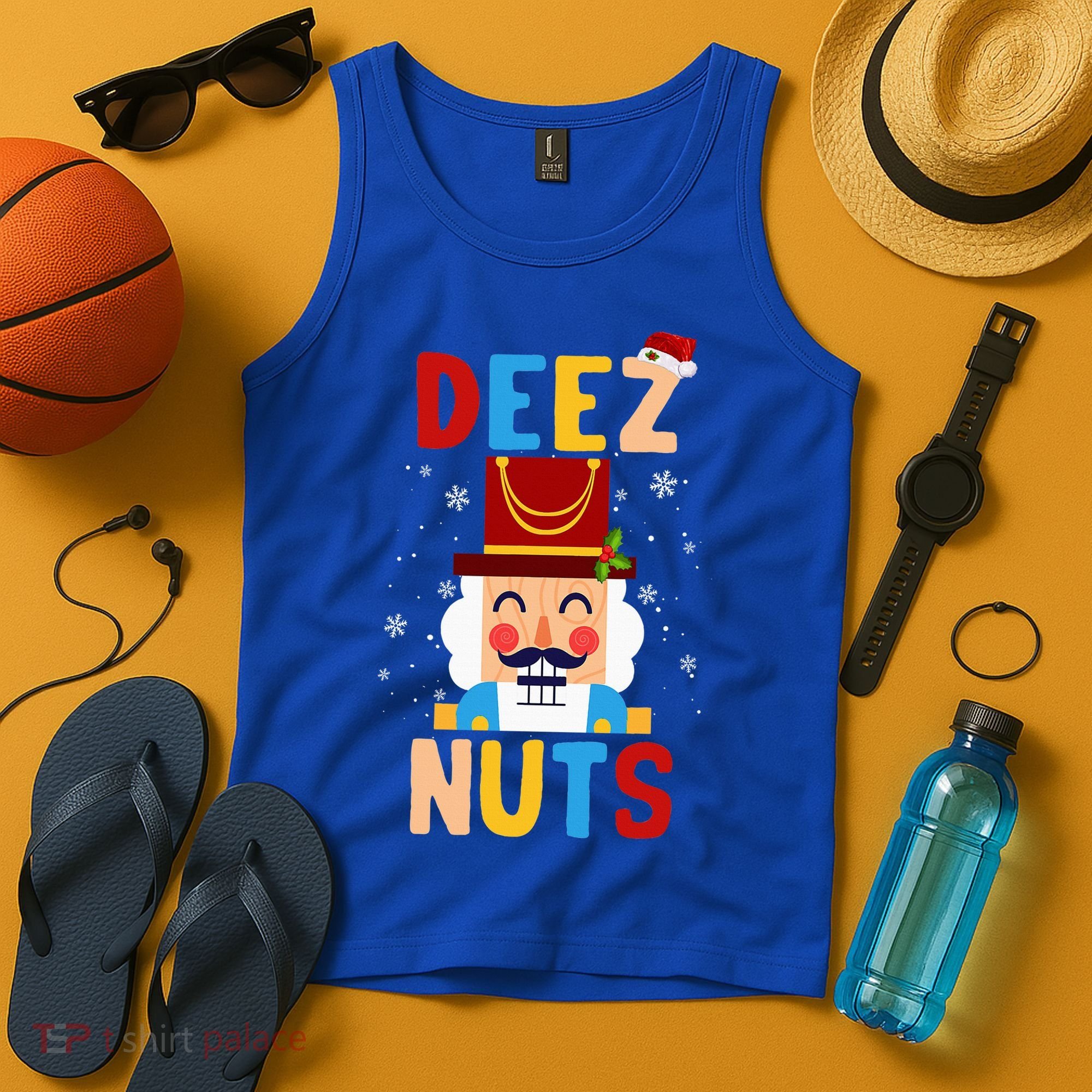 Deez Nuts Nutcracker Santa Xmas Funny Christmas Pjs Tank Top