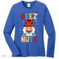 Deez Nuts Nutcracker Santa Xmas Funny Christmas Pjs Women's Long Sleeve Shirt thumb 0