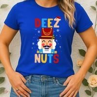 Deez Nuts Nutcracker Santa Xmas Funny Christmas Pjs Women's T-Shirt thumb 2