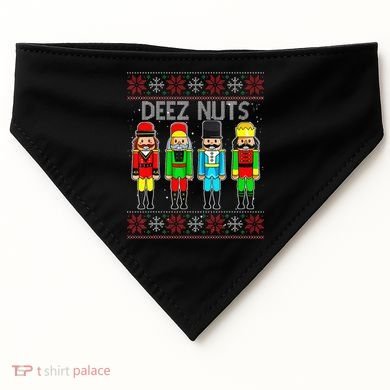 Deez Nuts Nutcracker Ugly Christmas Sweater Funny Xmas USA-Made Doggie Bandana