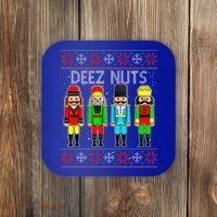 Deez Nuts Nutcracker Ugly Christmas Sweater Funny Xmas Coaster thumb 0