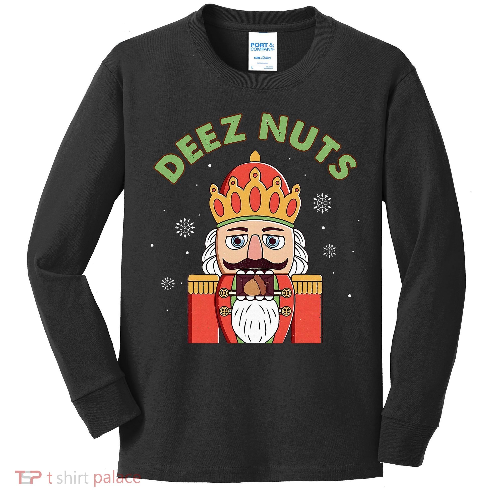 Deez Nuts Nutcracker Nut Christmas Pjs Kids Long Sleeve Shirt