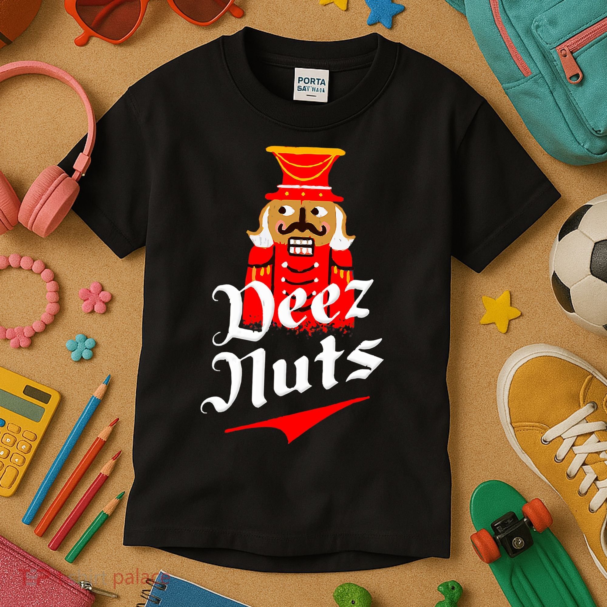 Deez Nuts Nutcracker Shirt Funny Ugly Christmas Xmas Kids T-Shirt