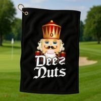 Deez Nuts Nutcracker Nut Funny Xmas Christmas Pajama Family Golf Towel thumb 1