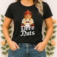 Deez Nuts Nutcracker Nut Funny Xmas Christmas Pajama Family Women's T-Shirt thumb 2