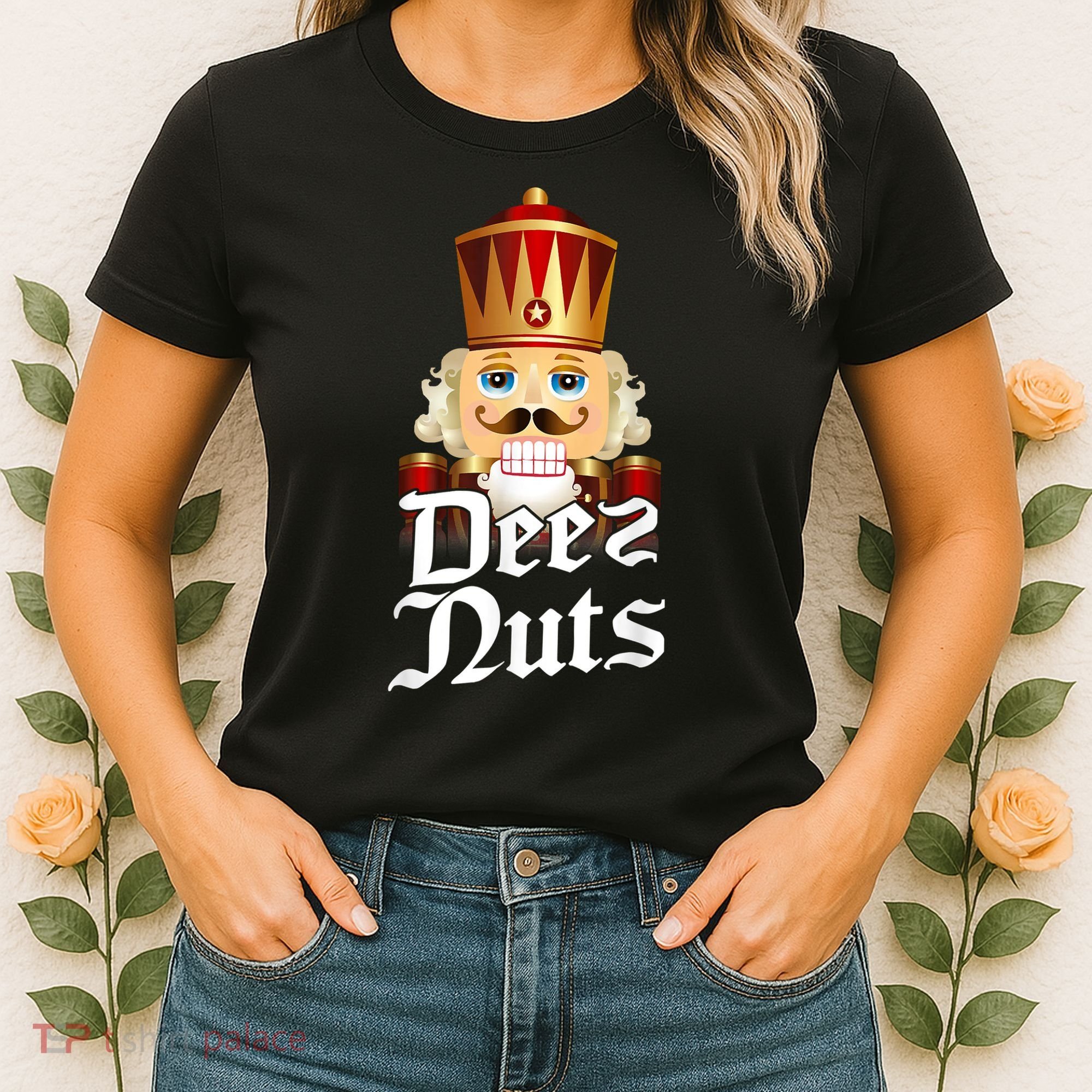 Deez Nuts Nutcracker Nut Funny Xmas Christmas Pajama Family Women's T-Shirt