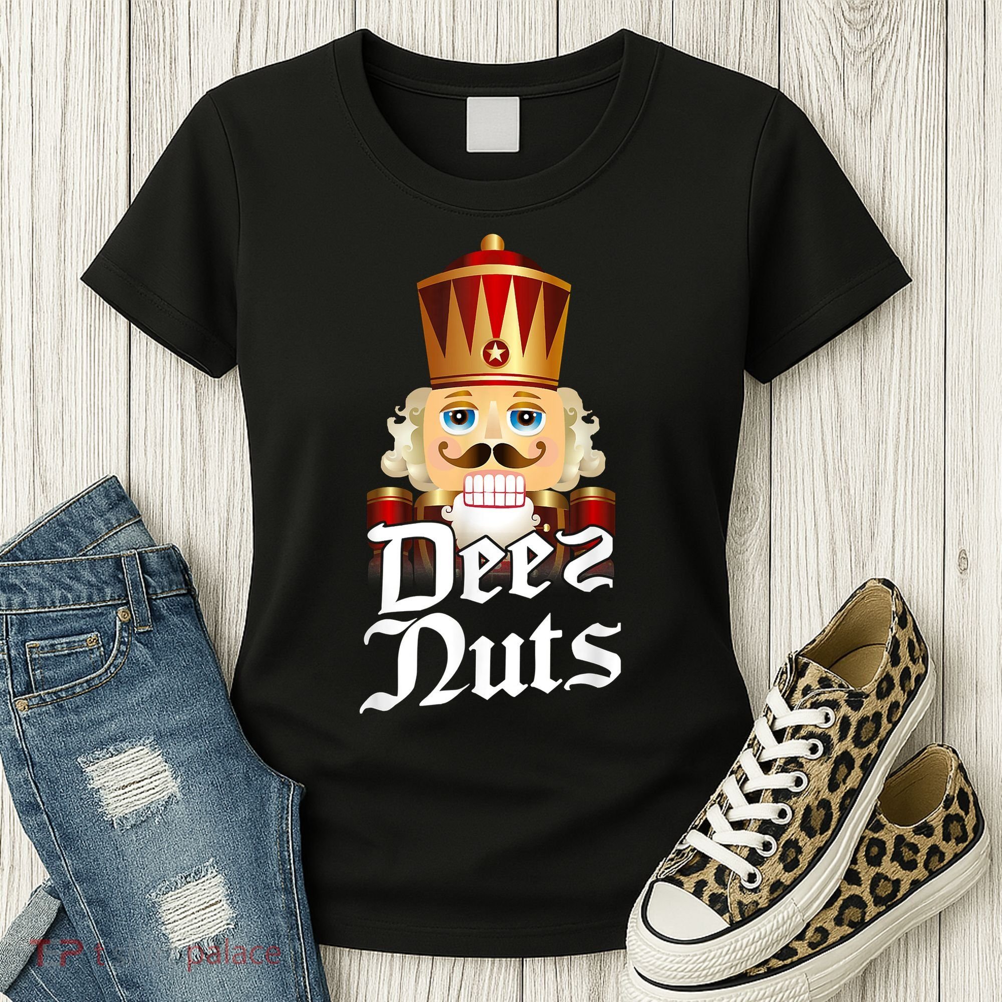 Deez Nuts Nutcracker Nut Funny Xmas Christmas Pajama Family Women's T-Shirt