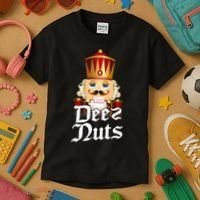Deez Nuts Nutcracker Nut Funny Xmas Christmas Pajama Family Kids T-Shirt thumb 3