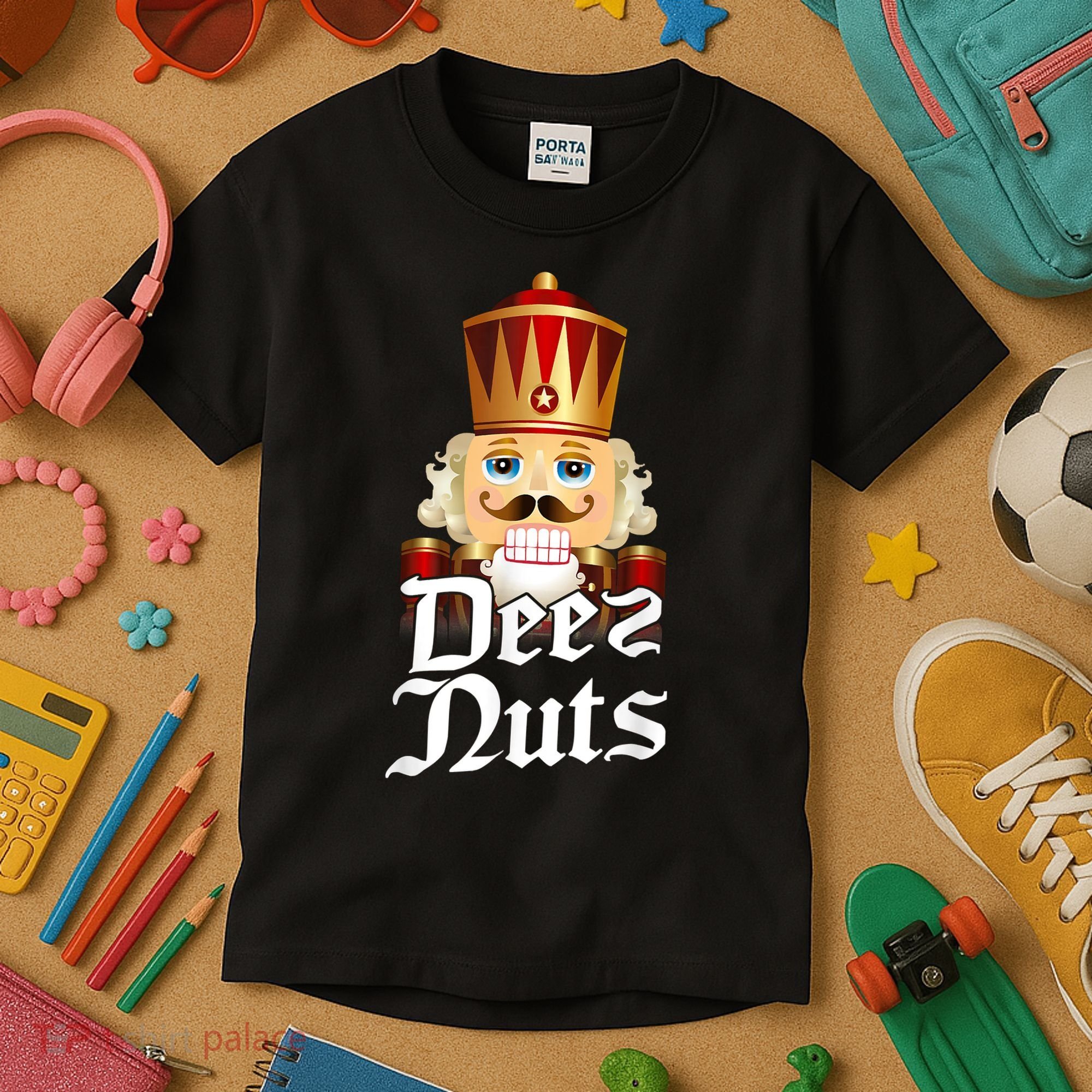 Deez Nuts Nutcracker Nut Funny Xmas Christmas Pajama Family Kids T-Shirt