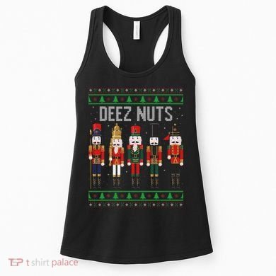 Deez Nuts Nutcracker Funny Ugly Christmas Sweater Meme Gift Women's Tank Top