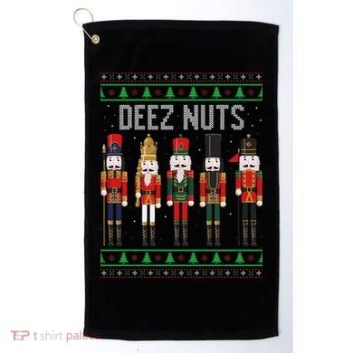 Deez Nuts Nutcracker Funny Ugly Christmas Sweater Meme Gift Golf Towel
