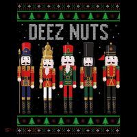 Deez Nuts Nutcracker Funny Ugly Christmas Sweater Meme Gift Women's Long Sleeve Shirt thumb 2
