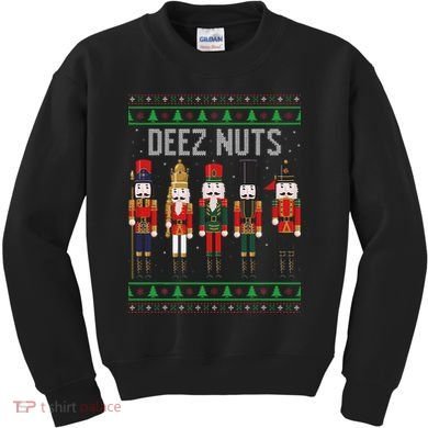 Deez Nuts Nutcracker Funny Ugly Christmas Sweater Meme Gift Kids Sweatshirt