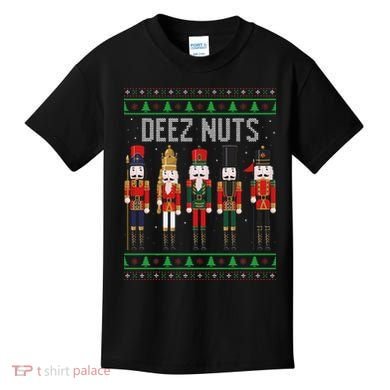 Deez Nuts Nutcracker Funny Ugly Christmas Sweater Meme Gift Kids T-Shirt