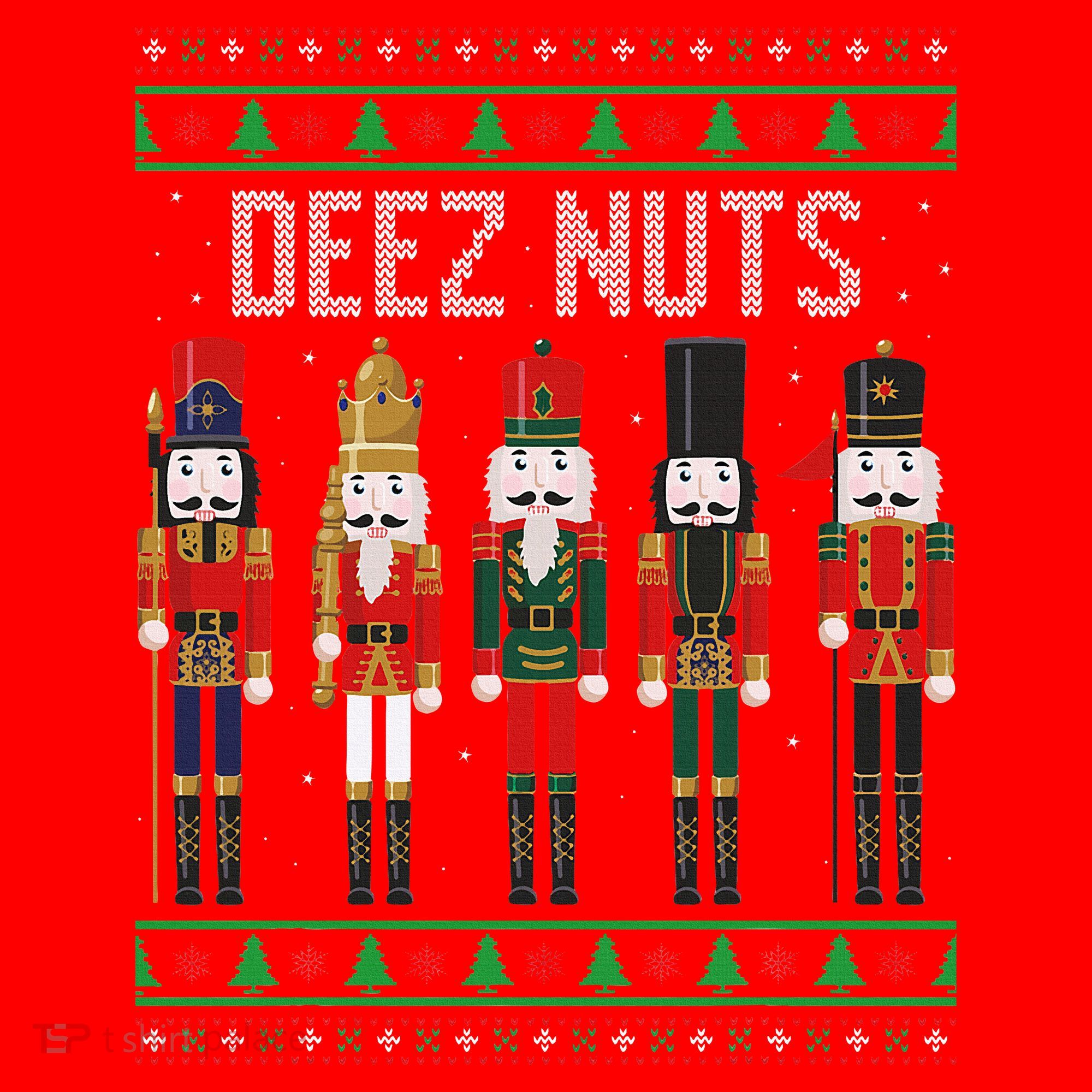 Deez Nuts Nutcracker Funny Ugly Christmas Sweater Meme Gift Santa Hat