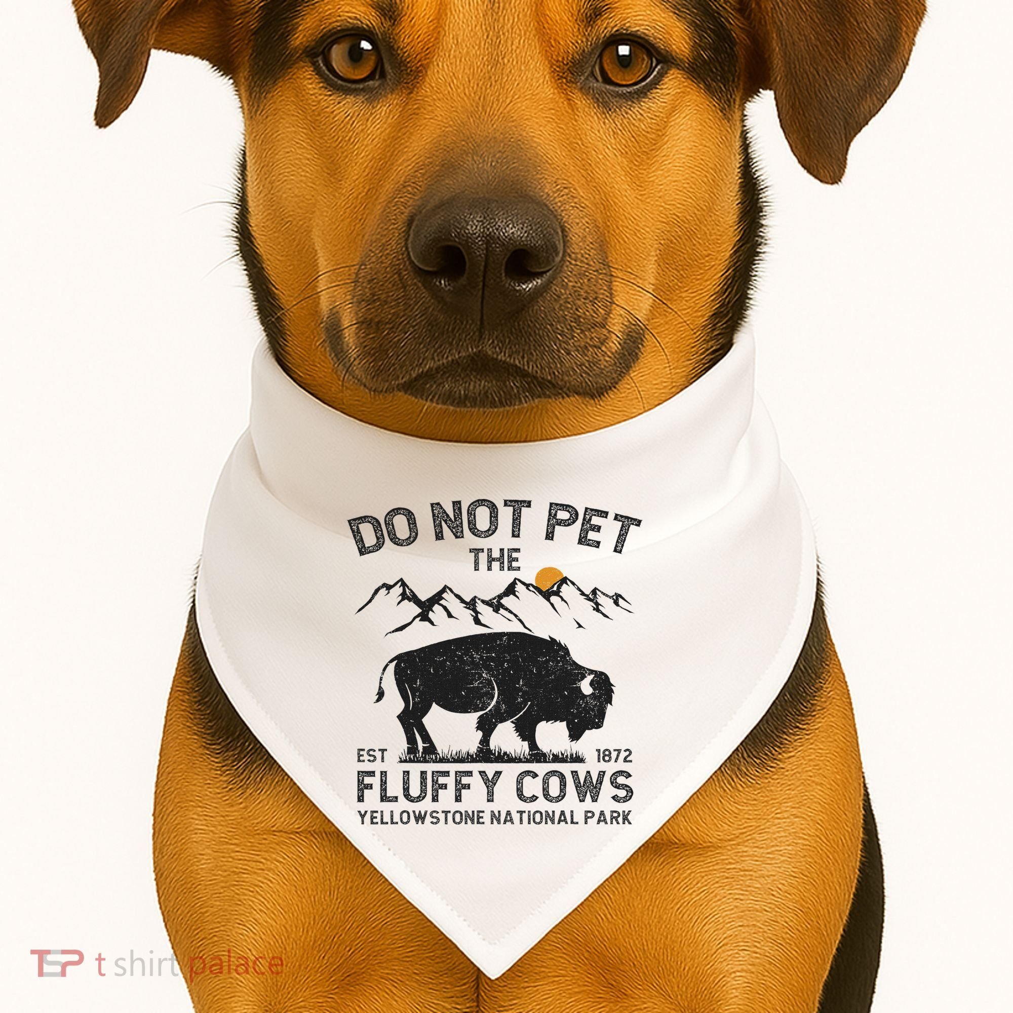 Do Not Pet The Fluffy Cows Yellowstone National Park Cows USA-Made Doggie Bandana