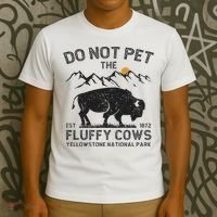 Do Not Pet The Fluffy Cows Yellowstone National Park Cows T-Shirt thumb 3