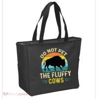 Do Not Pet The Fluffy Cows Funny Bison Yellowstone Park Tote Bag thumb 2