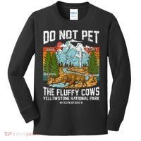 Do Not Pet The Fluffy Cows Bison Yellowstone National Park Kids Long Sleeve Shirt thumb 0