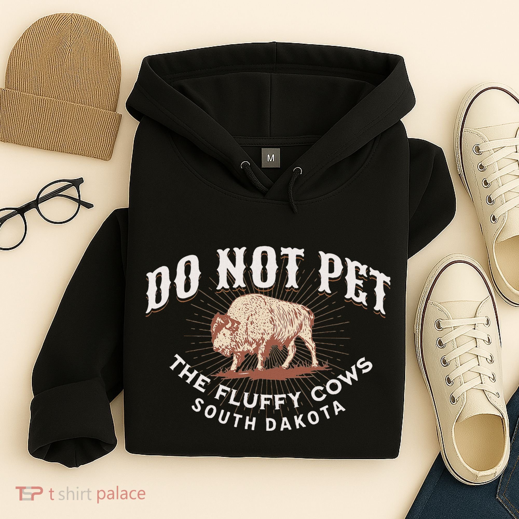 Do Not Pet The Fluffy Cows South Dakota Quote Funny Bison Hoodie