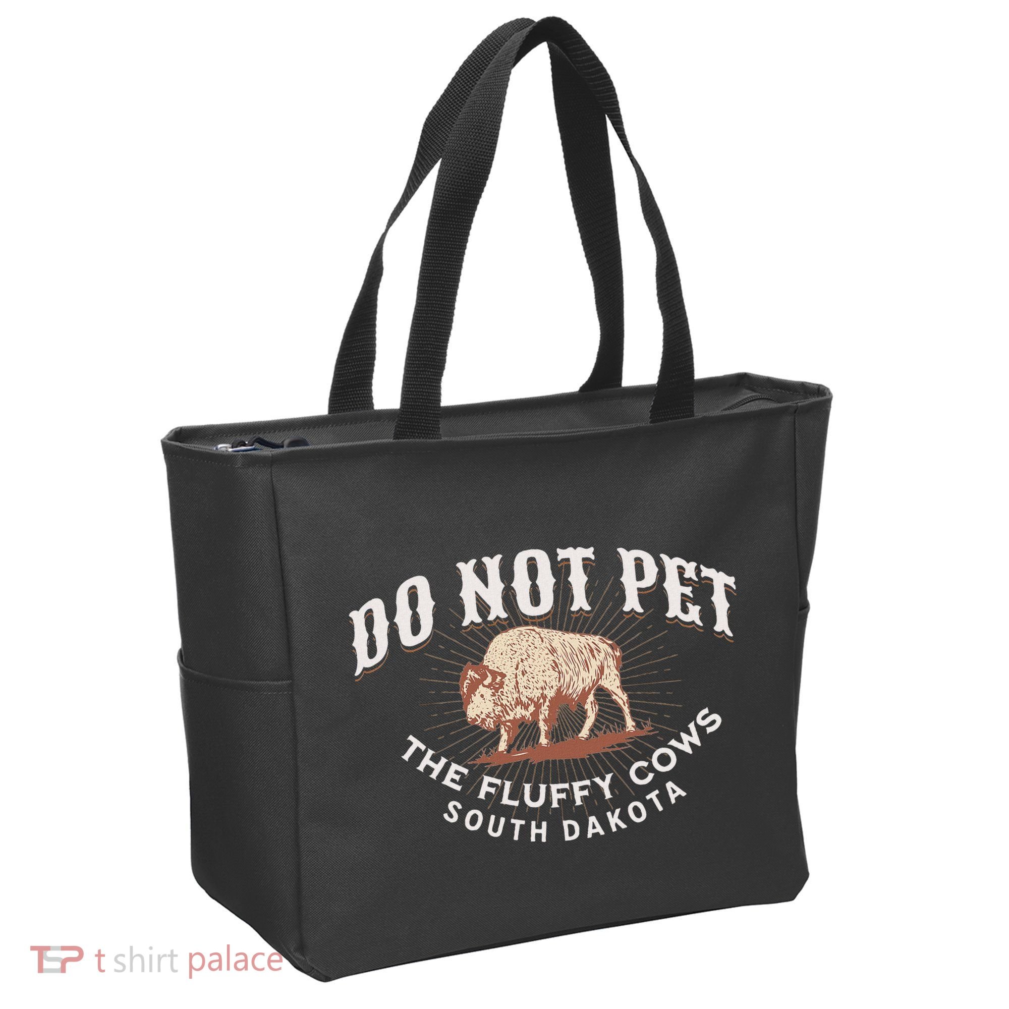 Do Not Pet The Fluffy Cows South Dakota Quote Funny Bison Tote Bag