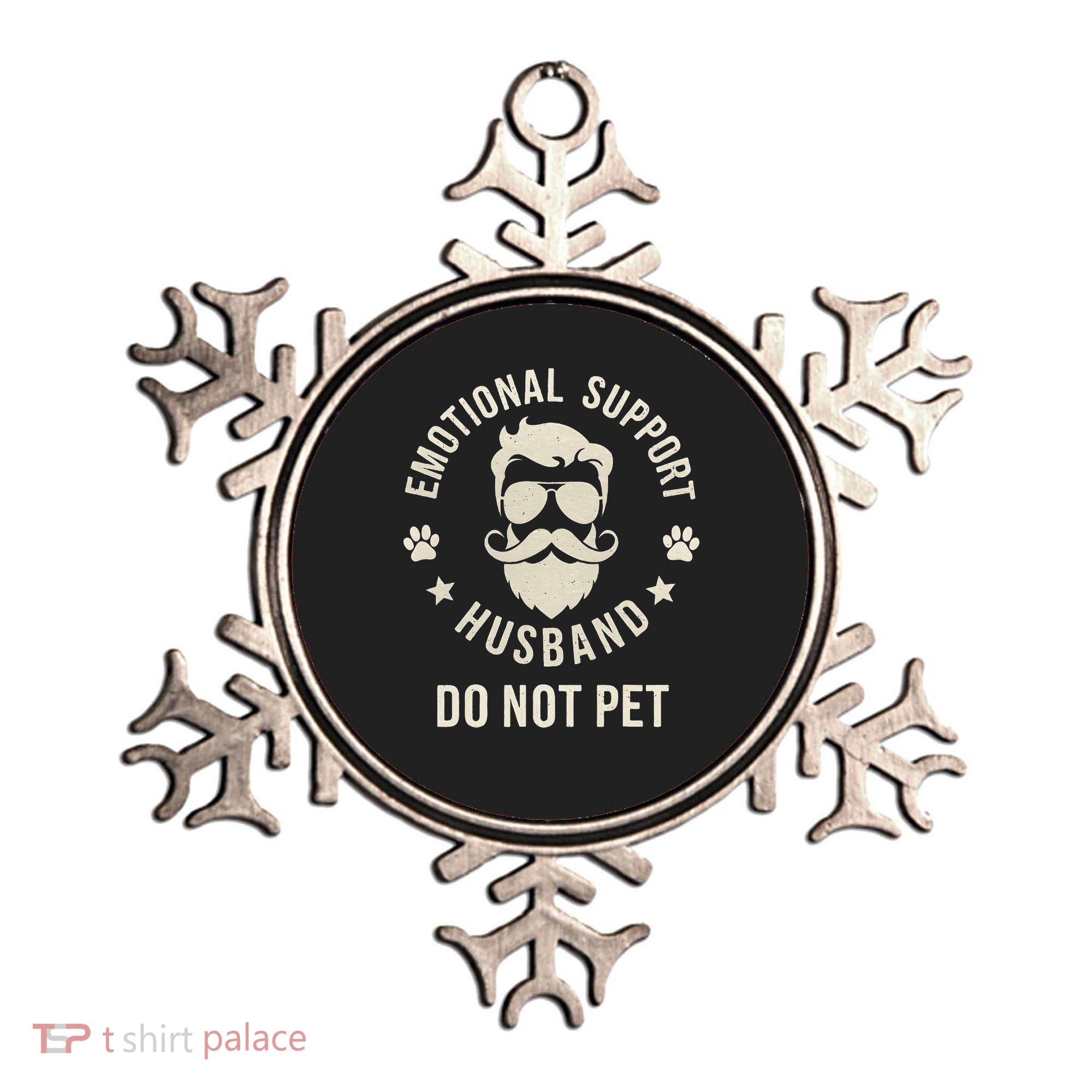 Do Not Pet Emotional Support Husband Funny Married Couple Ornament