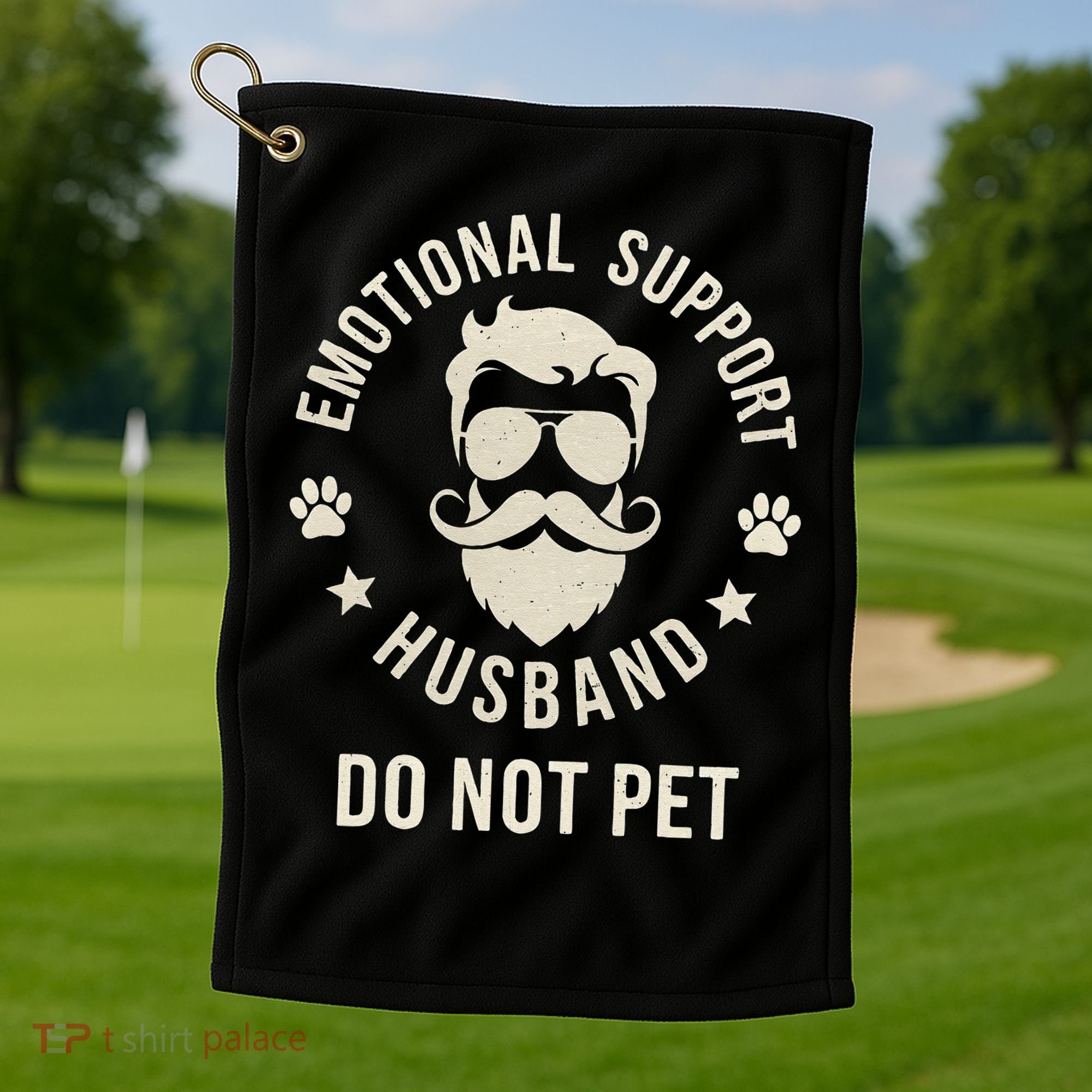 Do Not Pet Emotional Support Husband Funny Married Couple Golf Towel