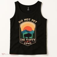 Do Not Pet The Fluffy Cows Funny Retro Yellowstone Park Tank Top thumb 2