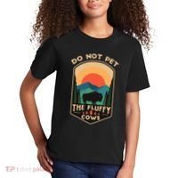 Do Not Pet The Fluffy Cows Funny Retro Yellowstone Park Kids T-Shirt thumb 2