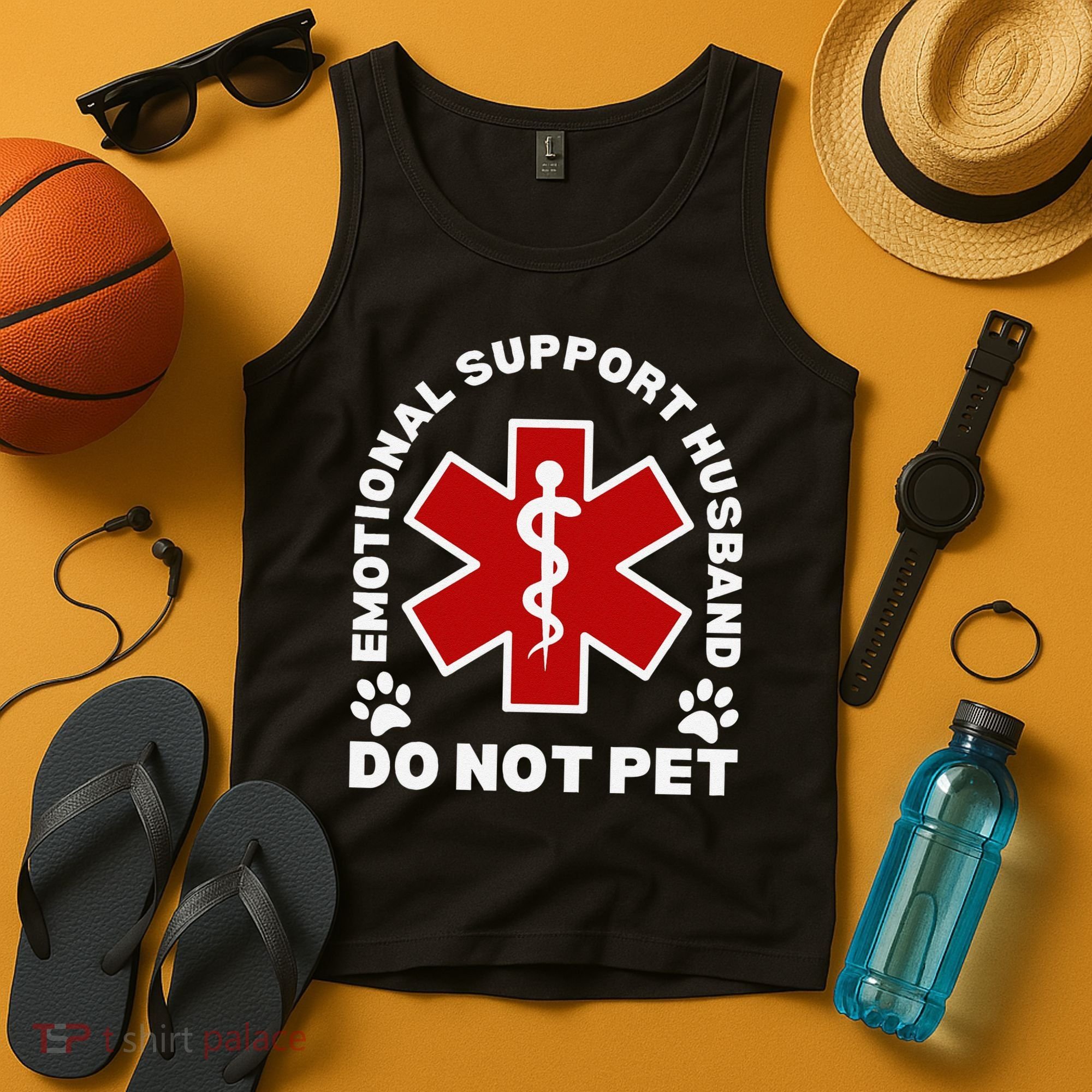 Do Not Pet Emotional Support Husband Funny Tank Top