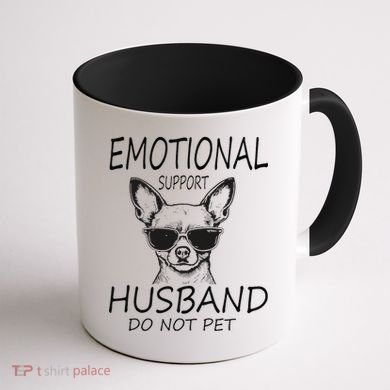 Do Not Pet Emotional Husband Support Funny Chihuahua Dog Coffee Mug back