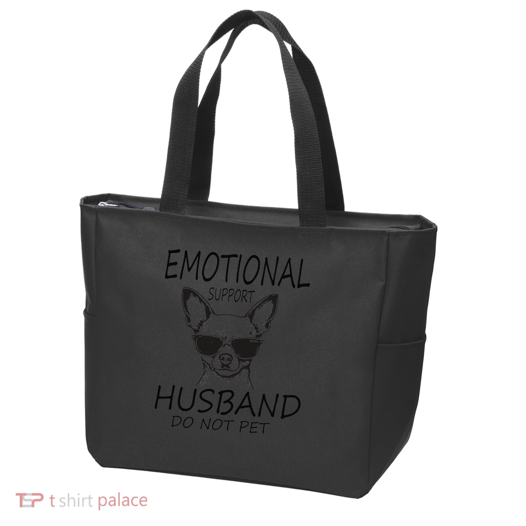 Do Not Pet Emotional Husband Support Funny Chihuahua Dog Tote Bag