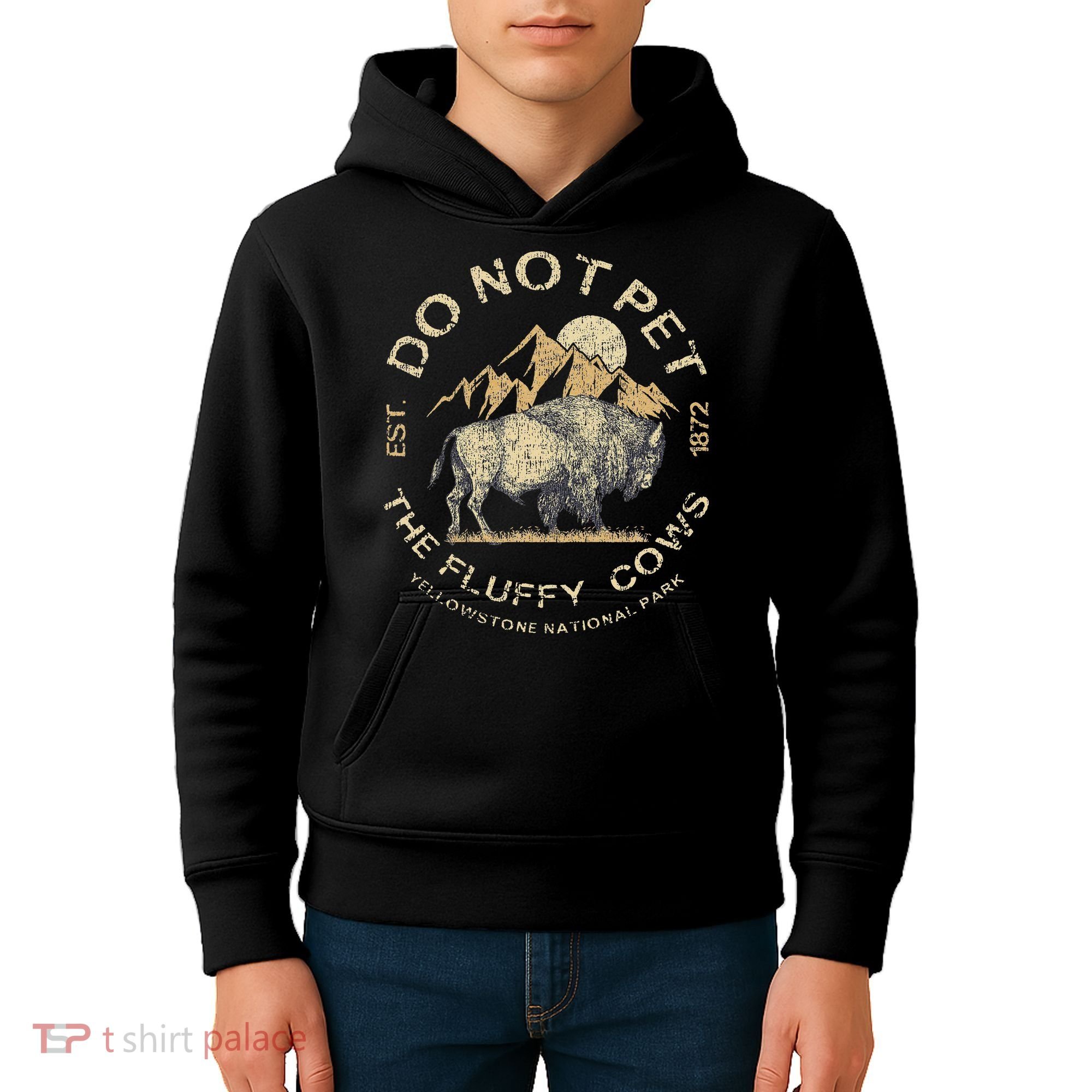 Do Not Pet The Fluffy Cows Yellowstone National Kids Hoodie