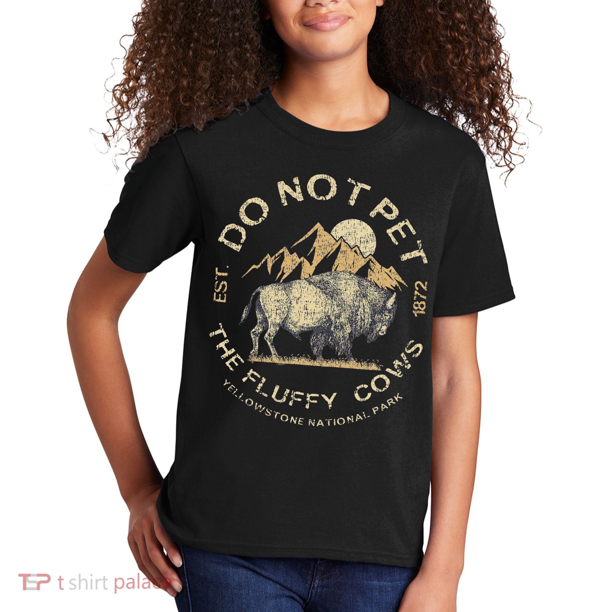 Do Not Pet The Fluffy Cows Yellowstone National Kids T-Shirt