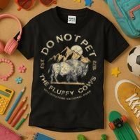 Do Not Pet The Fluffy Cows Yellowstone National Kids T-Shirt thumb 3