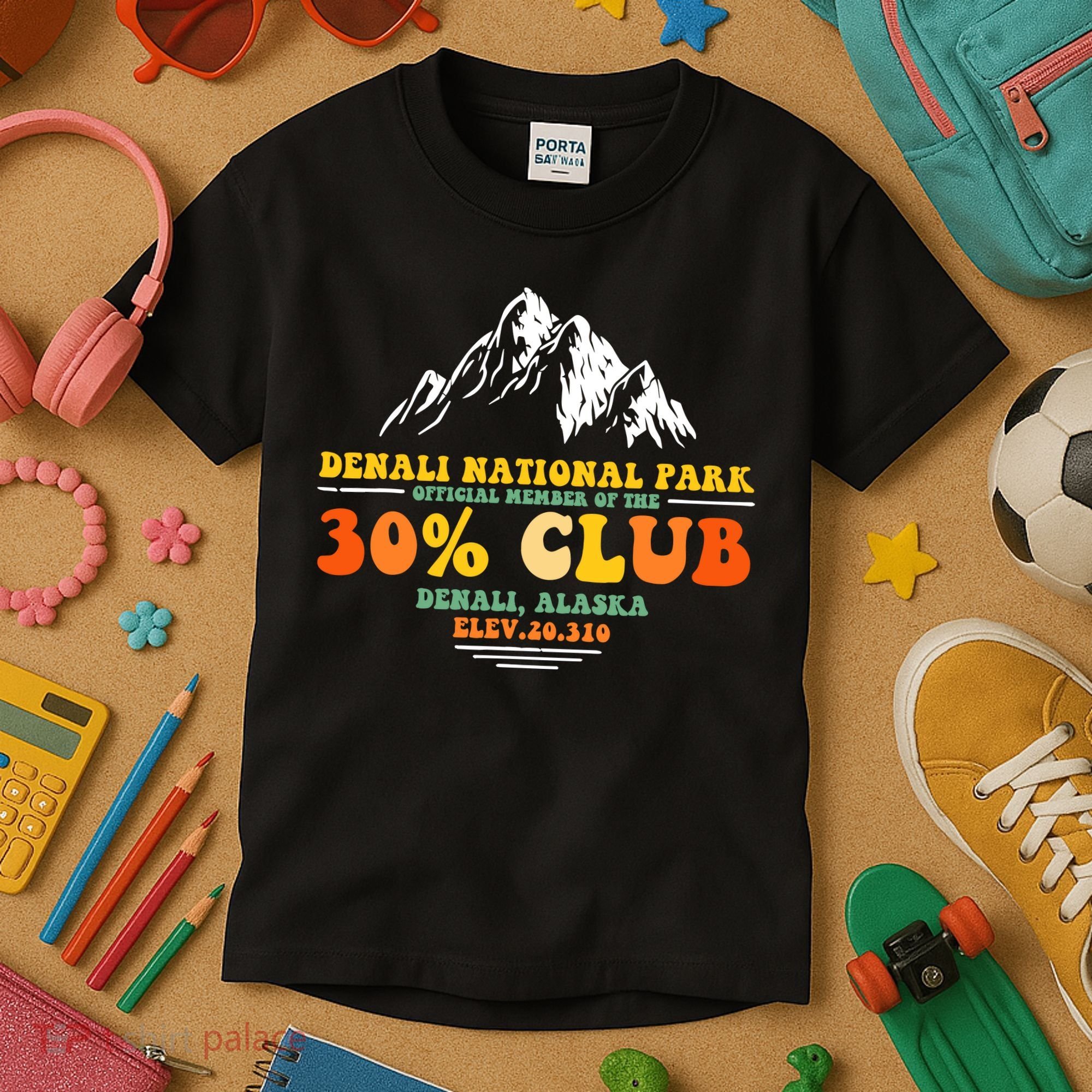 Denali National Park Alaska 30% Club Denali Mountain Tourist Kids T-Shirt