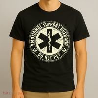 Do Not Pet Emotional Support Husband Funny Fathers Day T-Shirt thumb 3