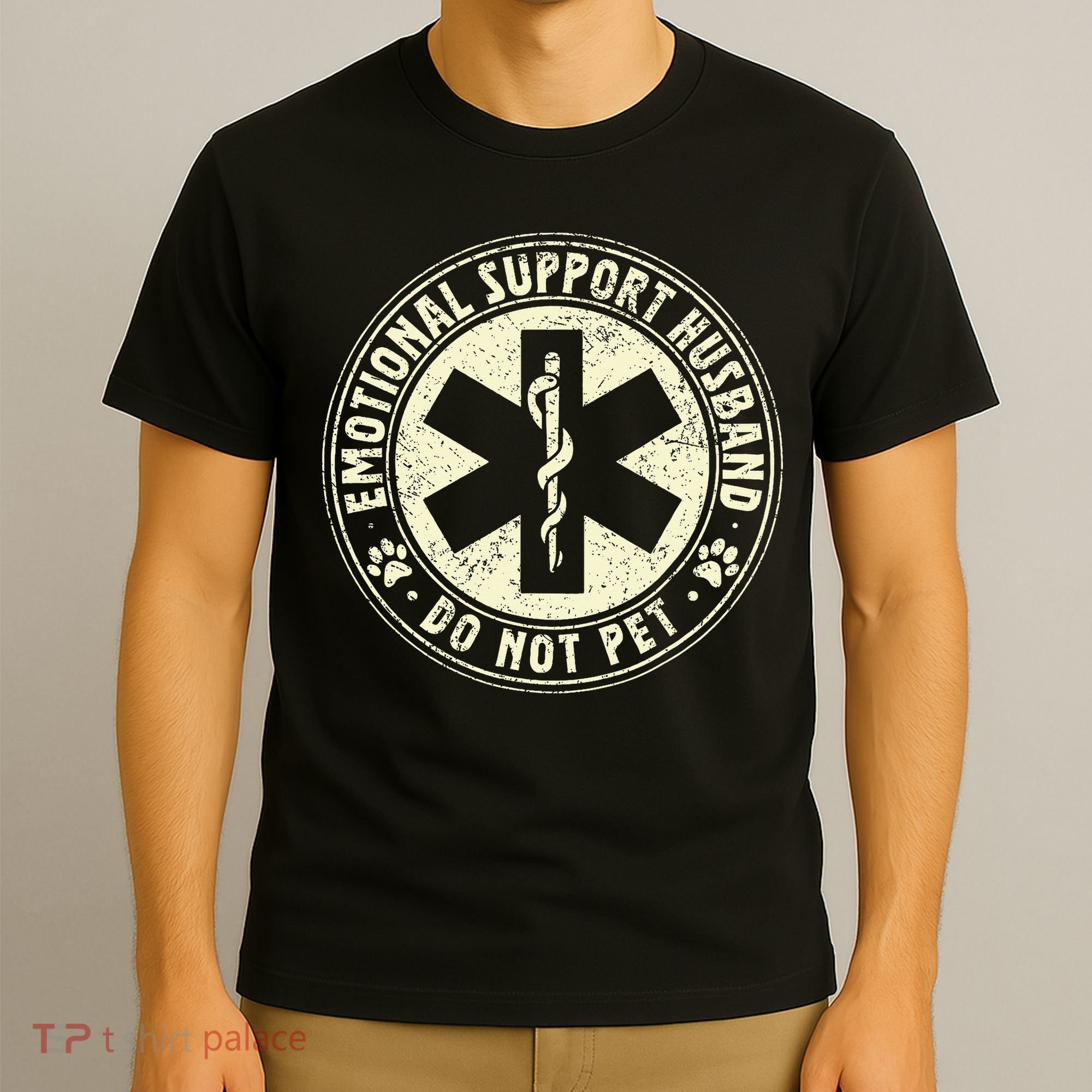 Do Not Pet Emotional Support Husband Funny Fathers Day T-Shirt