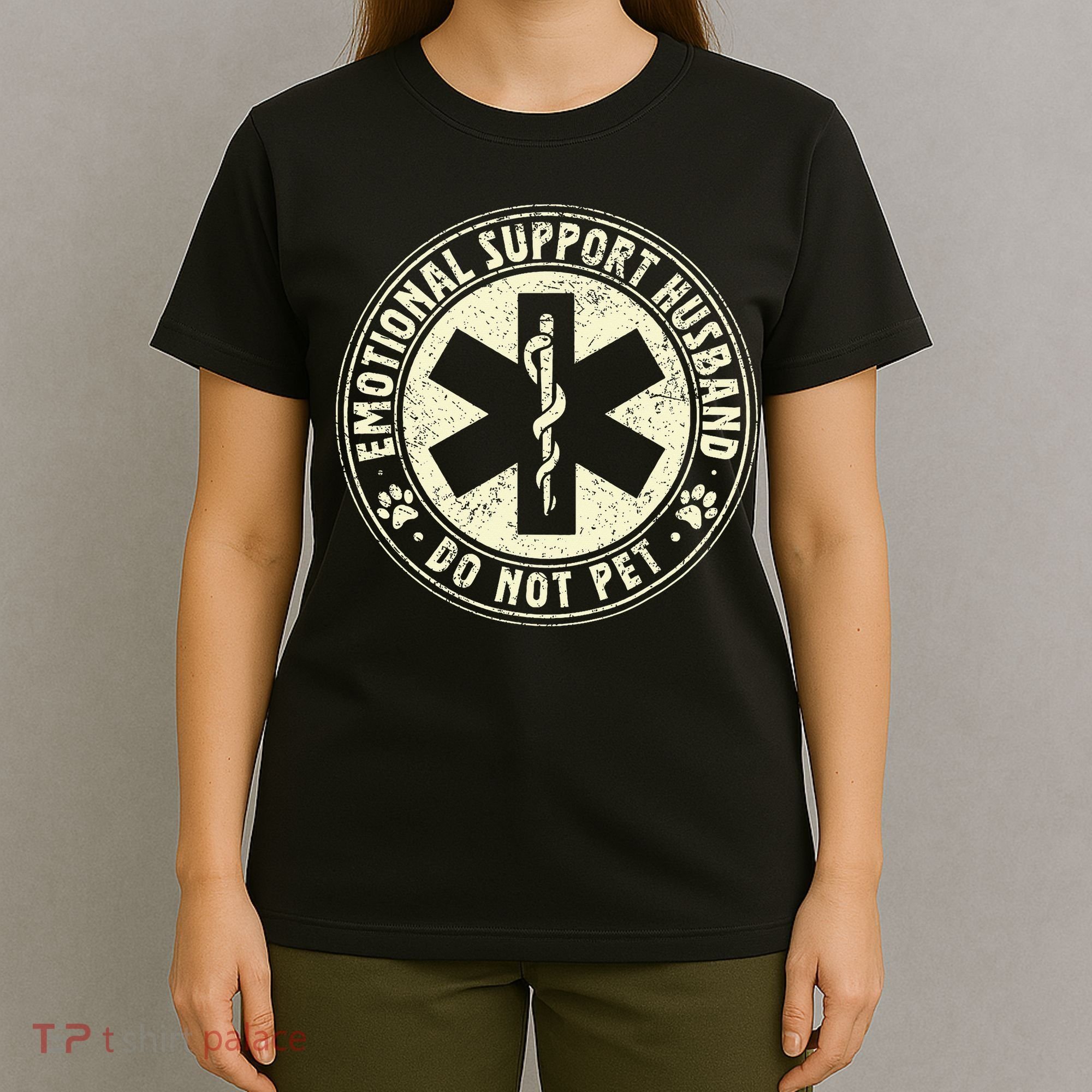 Do Not Pet Emotional Support Husband Funny Fathers Day T-Shirt