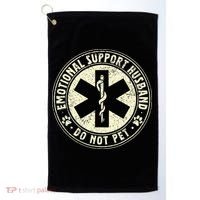 Do Not Pet Emotional Support Husband Funny Fathers Day Golf Towel thumb 0