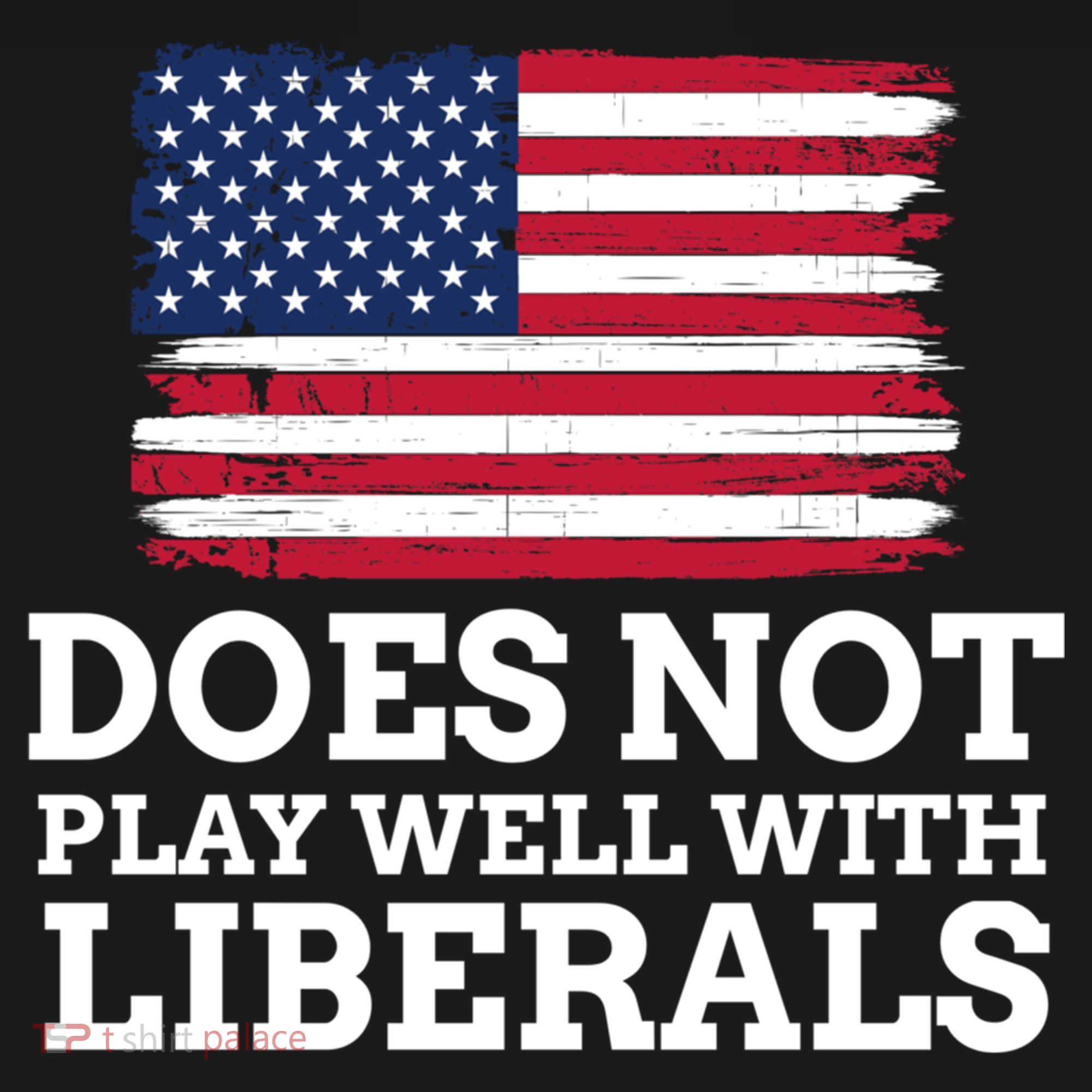 Does Not Play Well With Liberals Gift USA-Made Doggie Bandana