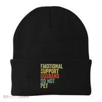 Do Not Pet Emotional Support Husband Funny Beanie thumb 0