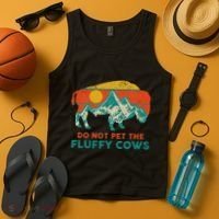 Do Not Pet The Fluffy Cows Funny Bison National Park Tank Top thumb 4