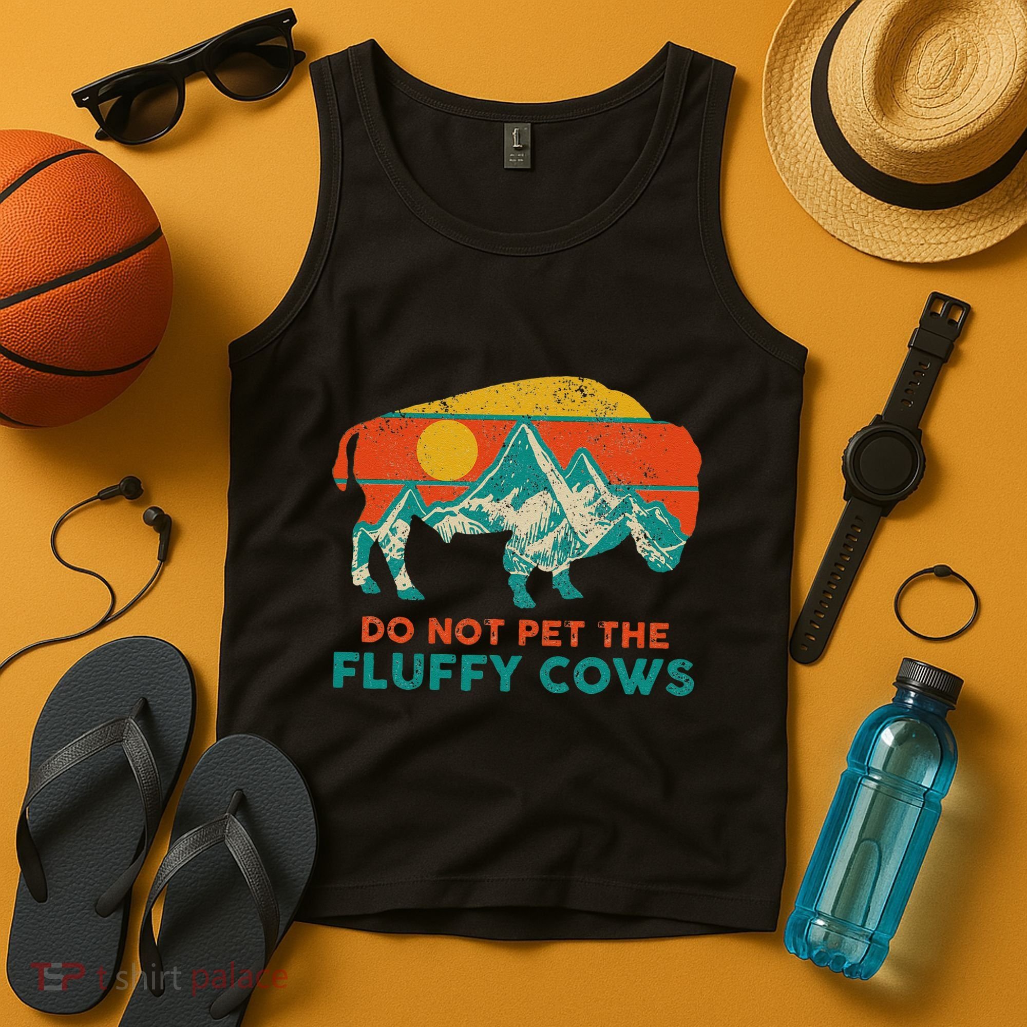 Do Not Pet The Fluffy Cows Funny Bison National Park Tank Top