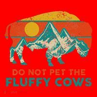 Do Not Pet The Fluffy Cows Funny Bison National Park Santa Hat thumb 1