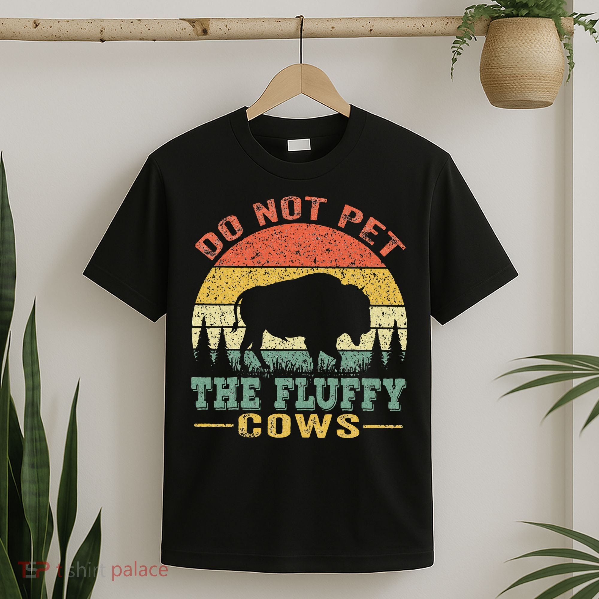 Do Not Pet The Fluffy Cows Bison Retro Vintage T-Shirt
