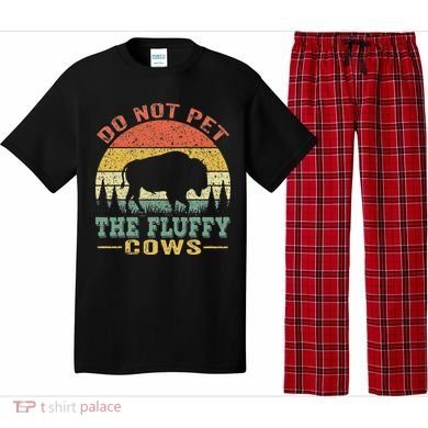 Do Not Pet The Fluffy Cows Bison Retro Vintage Pajama Set