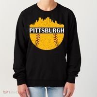 Distressed Novelty Pirate Pittsburgh Baseball Cityscape Women's Sweatshirt thumb 0