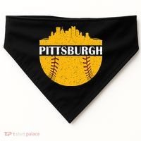 Distressed Novelty Pirate Pittsburgh Baseball Cityscape USA-Made Doggie Bandana thumb 0